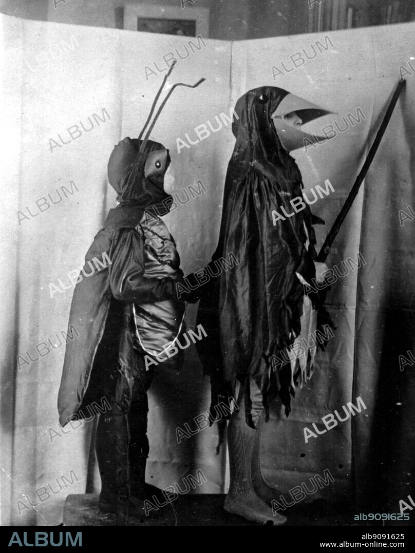 Wystan Hugh Auden in fancy dress as a beetle his brother John was dressed as a linnet in 1912.