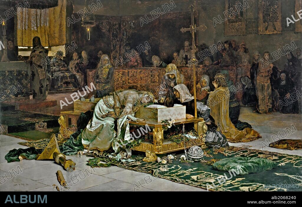 ANTONIO MUÑOZ DEGRAIN. Antonio Muñoz Degrain / 'Los amantes de Teruel', 1884, Escuela Española, Óleo sobre Lienzo, 330 cm x 516 cm, P04521.