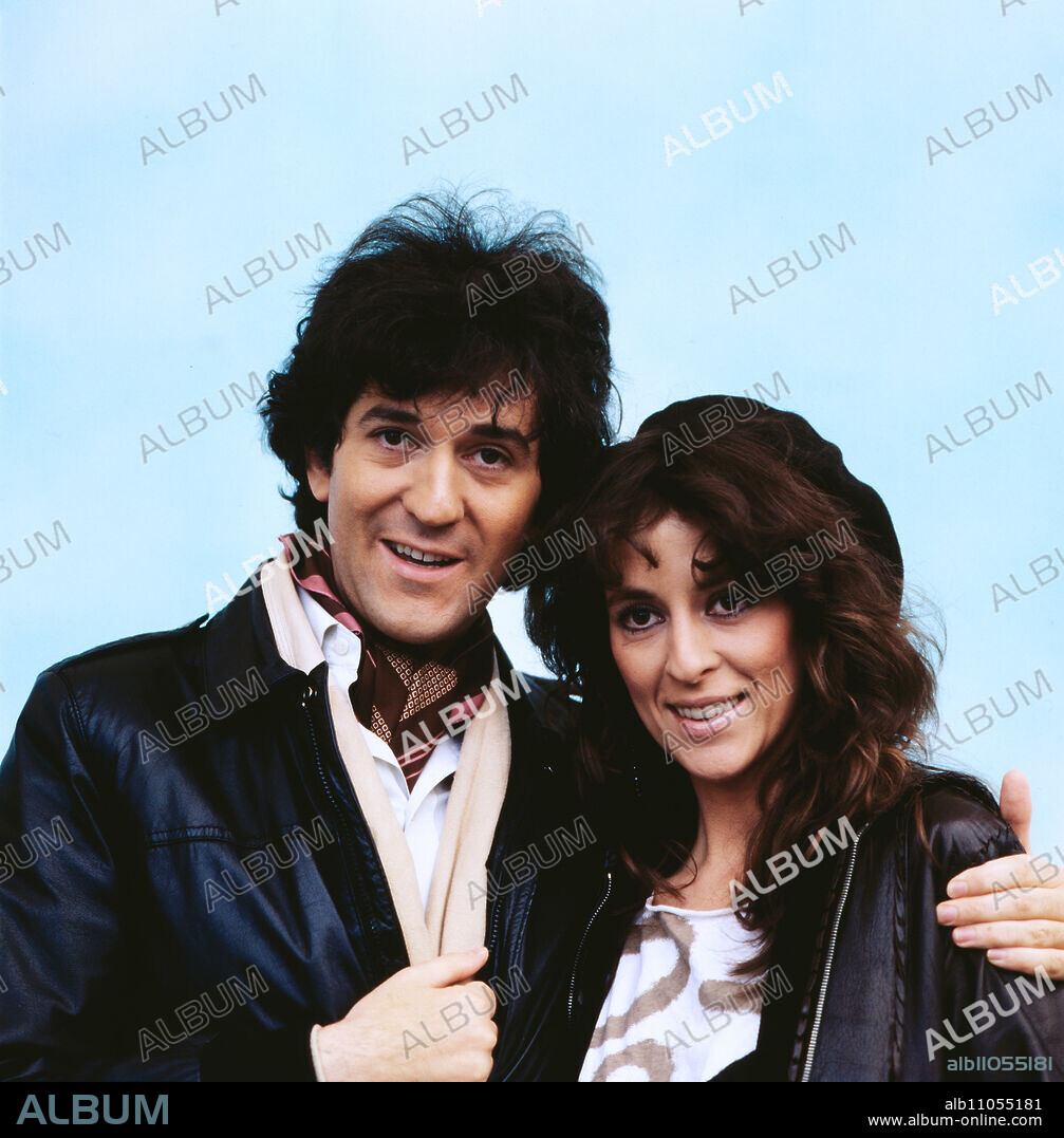 Ilja Richter, German actor, singer, author, TV presenter, here with his sister Janina Richter, German voice actress, former Ilja's sketch partner in TV music show: program: disco, double portrait, Germany, 1985.