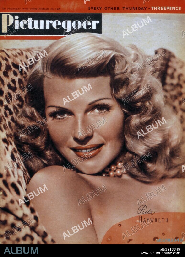 Rita Hayworth (1918-1987), American actress, 1946. From the front cover of Picturegoer magazine (16 February 1946).  Cropping restrictions are in place.