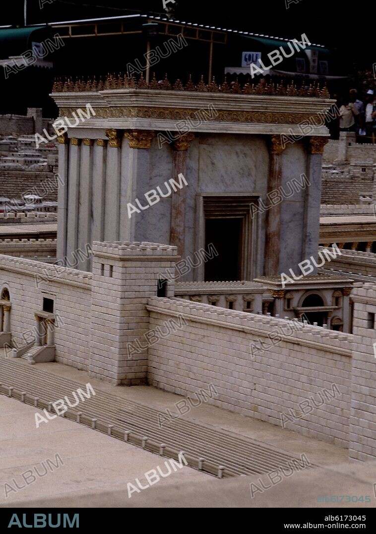 MAQUETA DE JERUSALEN - TEMPLO DE HERODES - DET EDIFICIO DEL PALACIO CON PATIO DE LAS MUJERES  Y DE LOS ISRAELITAS.