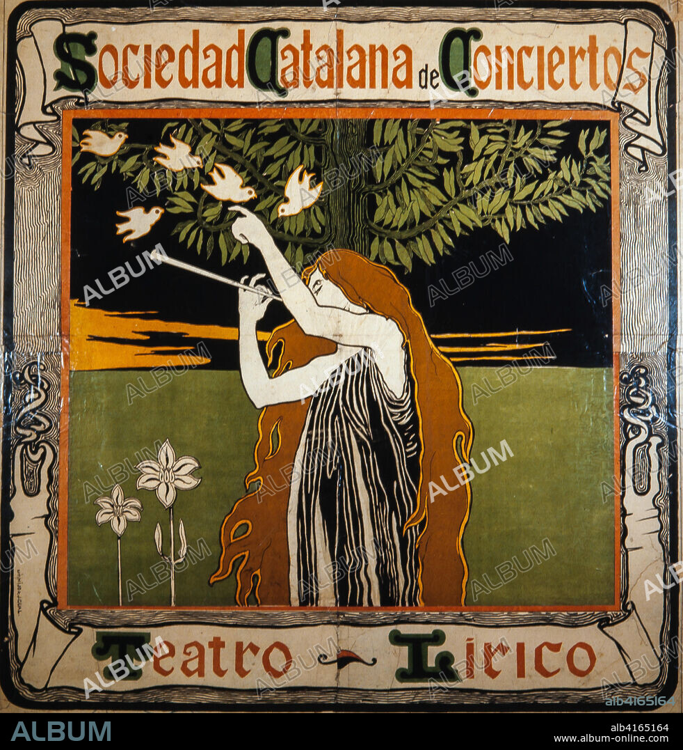 ADRIA GUAL QUERALT. CARTEL MODERNISTA. SOCIEDAD CATALANA DE CONCIERTOS, 1897. COLECCIÓN PRIVADA.