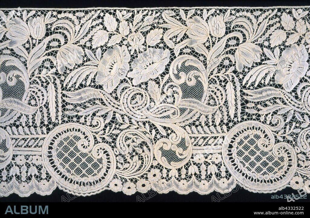 Flounce, 1862, Convent School of the Soeurs de Nôtre-Dame de la Visitation, Belgium, Ghent, Ghent, Cotton, bobbin part lace, 26.5 x 154.5 cm (11 5/8 x 60 3/4 in.).