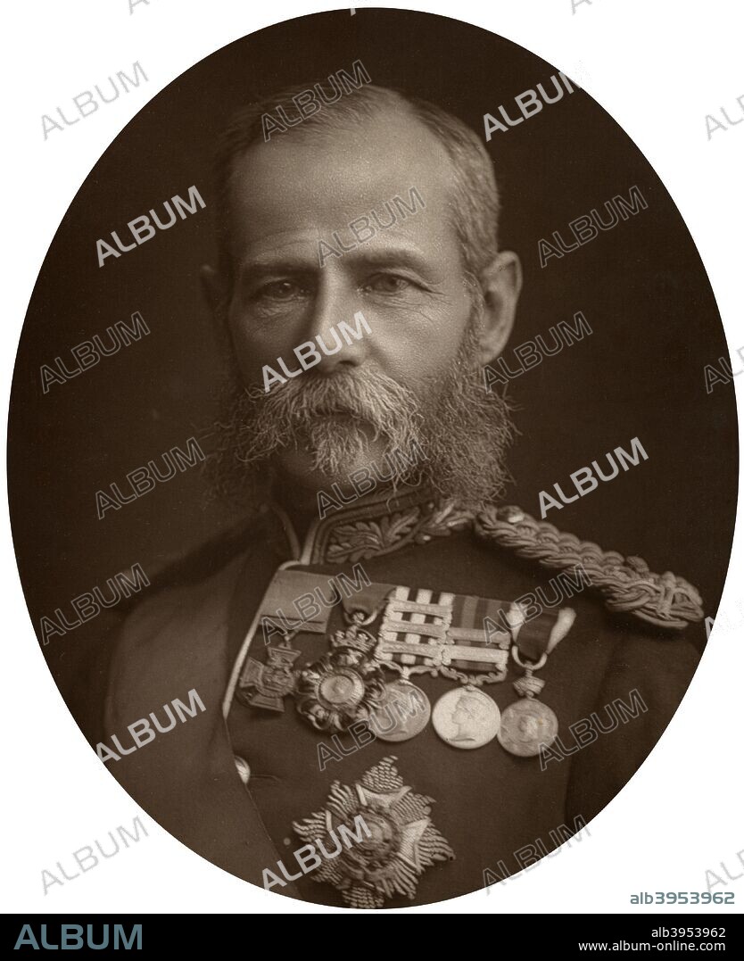 General Sir Frederick Sleigh Roberts, 1882. Sir Frederick, 1st Earl Roberts (1832-1914) was one of the foremost British military figures of Victorian times. Awarded the Victoria Cross in 1858 for his actions during the Indian Mutiny, Roberts is best known for his march to capture Kandahar during the Second Afghan War of 1878-1880. He was made Baron of Kandahar and Waterford in 1892 and promoted to Field Marshal in 1895. Roberts commanded the reinforcements sent to South Africa in 1900 after the setbacks of the early part of the Boer War. After his successful intervention in the South African campaign, he returned to England to become Commander-in-Chief of the British Army, a position which he held until 1904. From Men of Mark: a gallery of contemporary portraits of men distinguished in the Senate, the Church, in science, literature and art, the army, navy, law, medicine, etc. Photographed from life by Lock and Whitfield, with brief biographical notices by Thompson Cooper. (Conducted by G. C. Whitfield.) (London, 1876-1883).