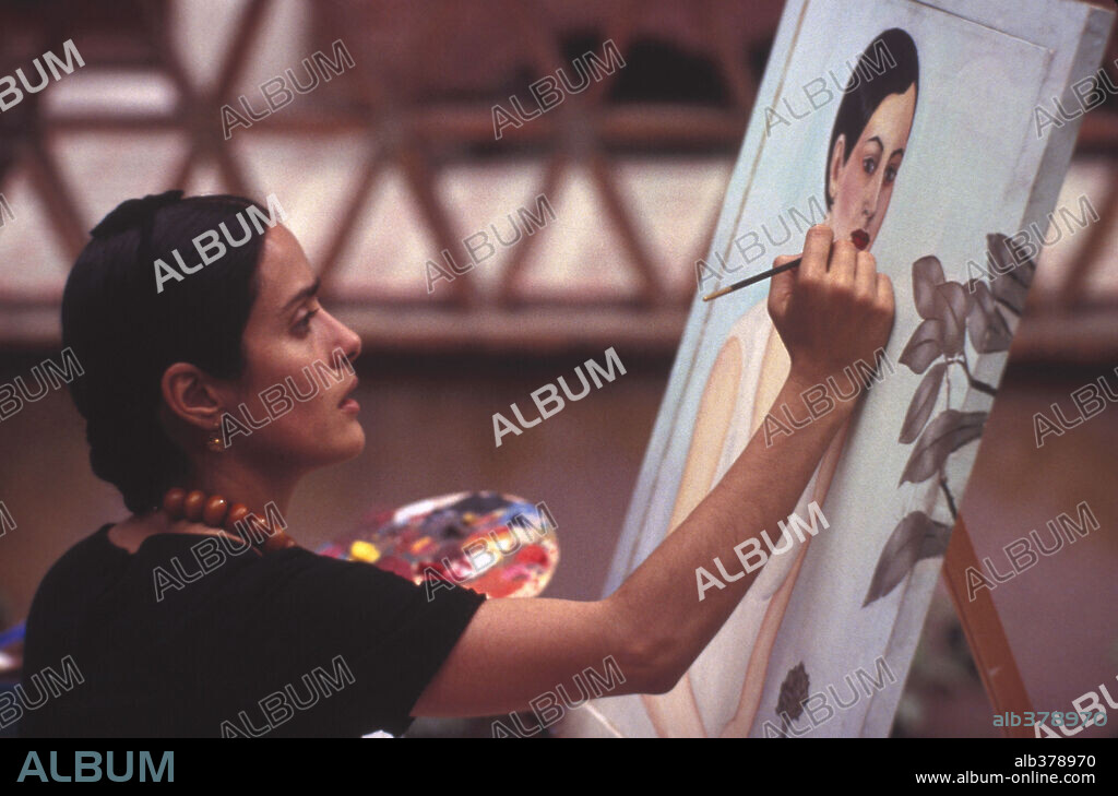 Frida Kahlo and SALMA HAYEK. SALMA HAYEK in FRIDA, 2002, directed by JULIE TAYMOR. Copyright MIRAMAX / SOREL, PETER.