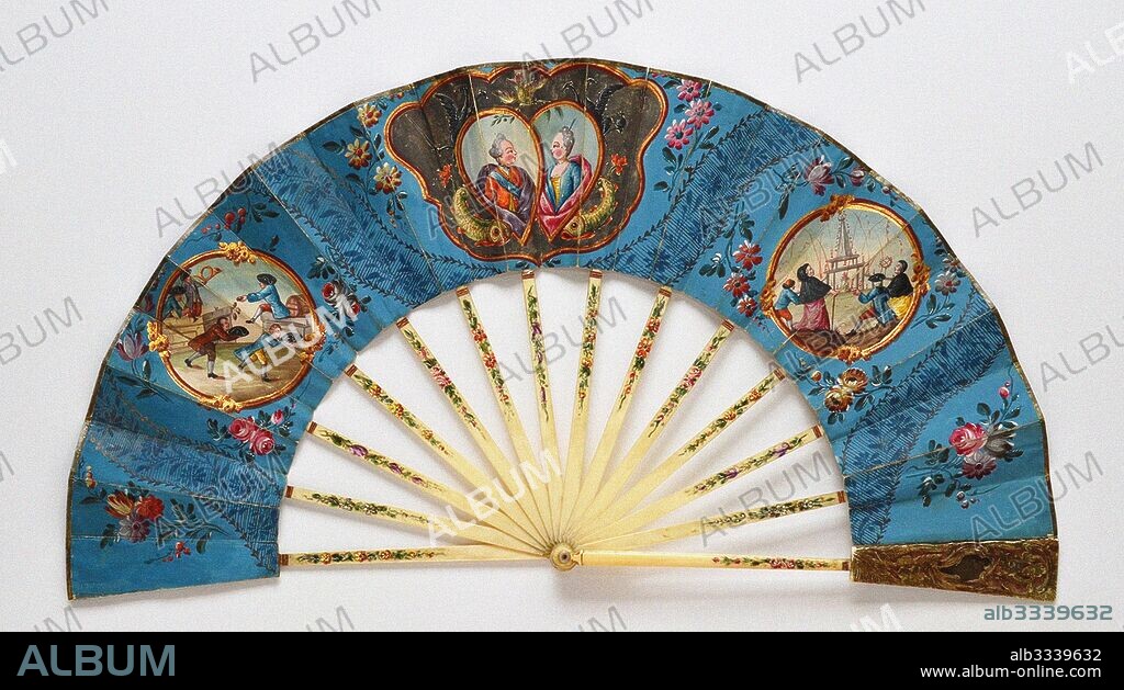 WEST EUROPEAN APPLIED ART. Folding fan to celebrate the wedding of Marie Antoinette and Louis XVI. (The Marriage of the Dauphin Fan).