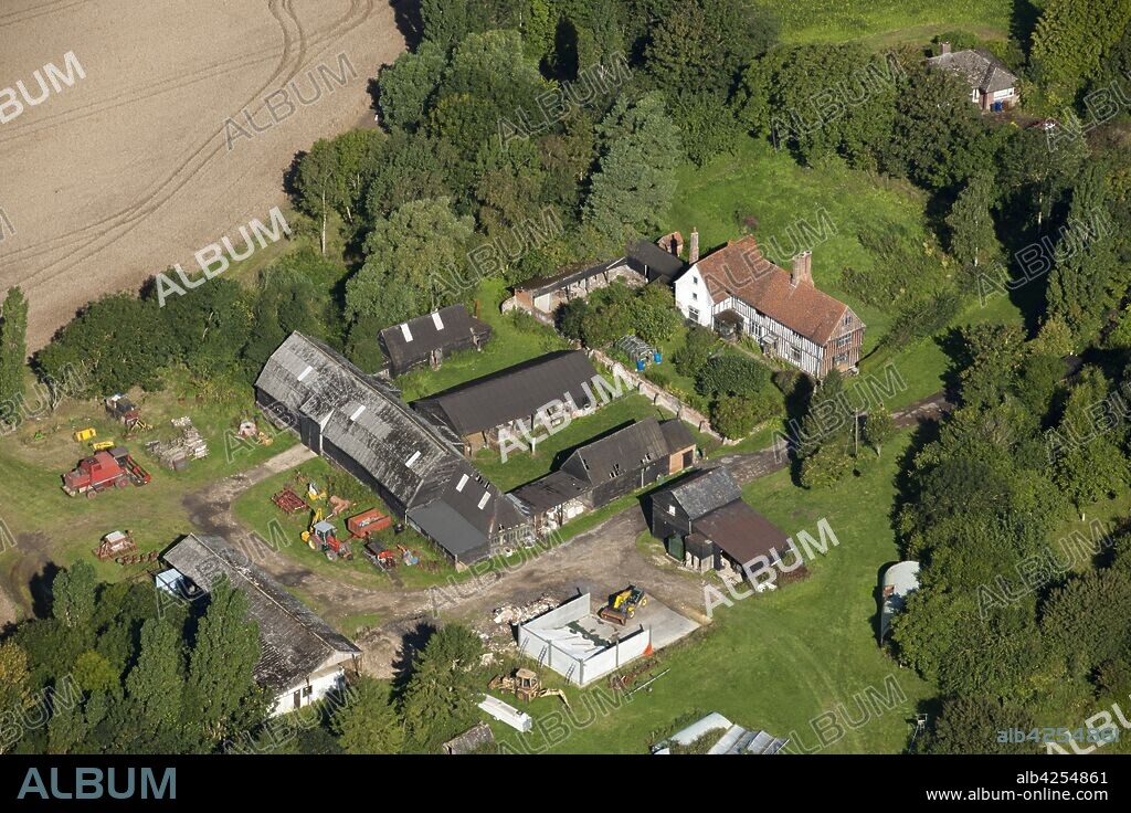 Swan Hall, Hawkedon, Suffolk, 2014. Aerial view of a fine example of a 16th century timber-framed house.