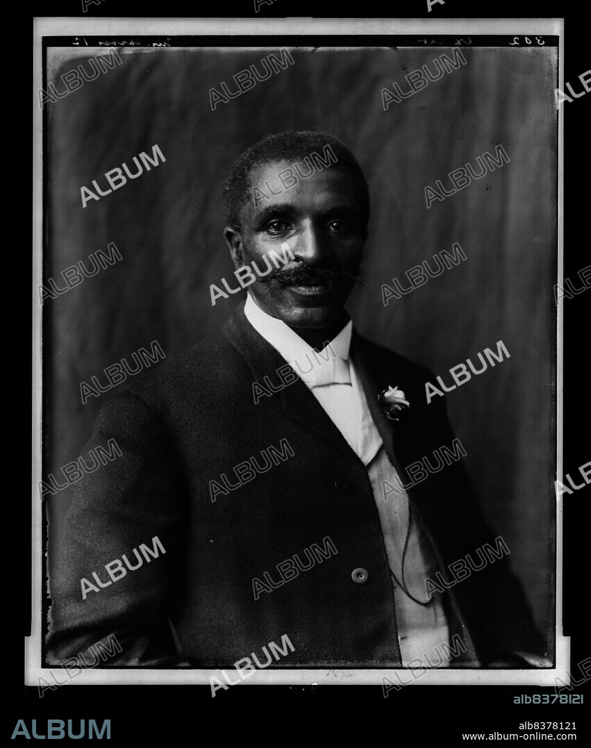 FRANCES BENJAMIN JOHNSTON. George Washington Carver, half-length portrait, Tuskegee Institute, Tuskegee, Alabama, 1906. [Carver was an agricultural scientist and inventor, and a professor at the Tuskegee Institute. He developed techniques to improve soils depleted by repeated plantings of cotton, and promoted environmentalism. Carver was the most prominent black scientist of the early 20th century].
