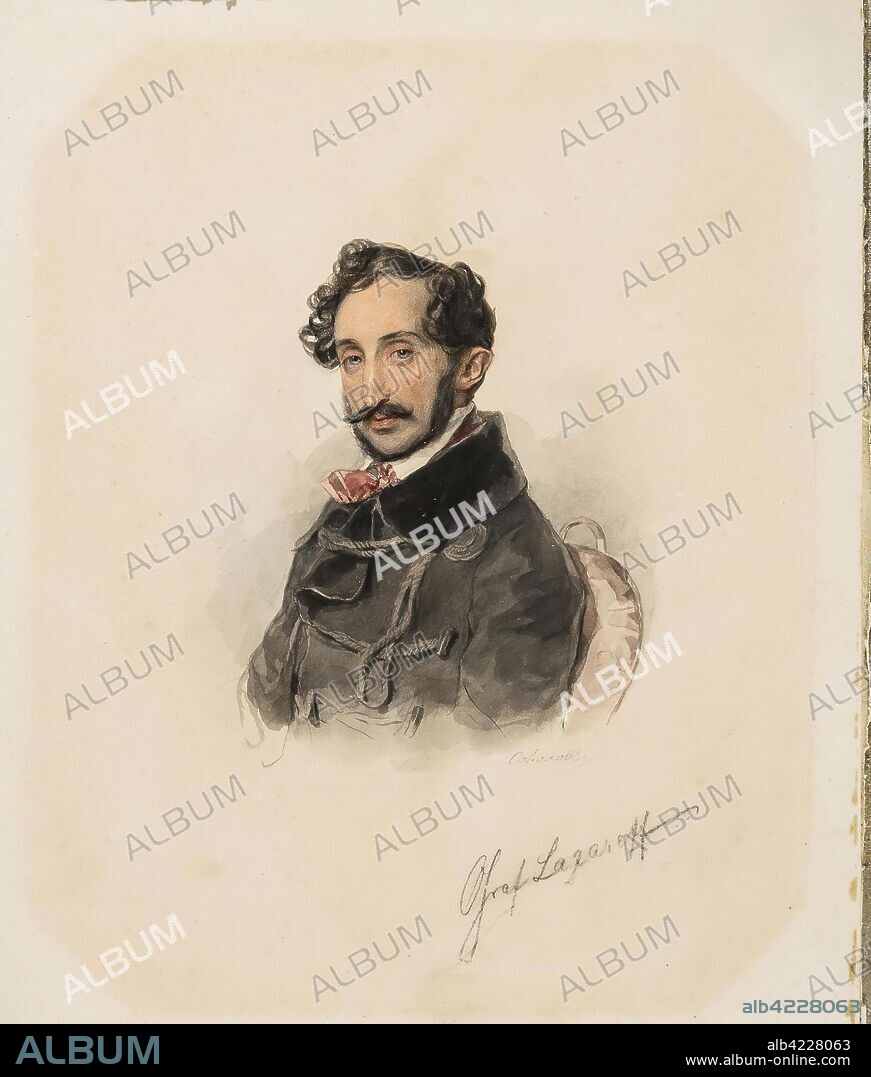 PYOTR SOKOLOV. 'Portrait of L.Ya. Lazarev'. Russia, Circa 1840. Dimensions: 28x22,5 cm (less frame); 28x23,5 cm (passe-partout).