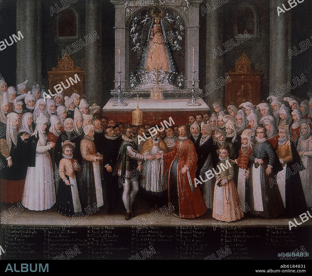 FRANCISCO DE MENDIETA Y RETES. BODA EN BEGOÑA O LOS ESPONSALES A FINALES DEL SIGLO XVI - 1607 - O/L - 225x240.