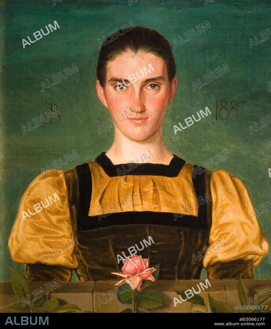 Portrait Of Anne Elizabeth Baker (1859-1947), 1887 By Joseph Edward Southall (d. 1944), Arts and Crafts, Oil Painting, Tempera, Portrait, Female.