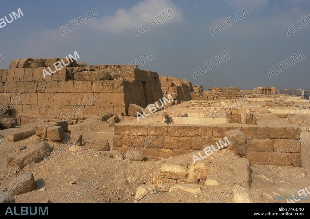 Egypt. Old Kingdom. 4th or 5th Dynasty. 24th-26th century BC. Ruins of a Mastaba, type of tomb in the form of a flat-roofed, rectangular. Giza pyramid complex.