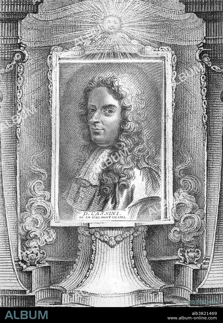 Giovanni Domenico Cassini (June 8, 1625 - September 14, 1712) was an Italian-French mathematician, astronomer, engineer, and astrologer. Cassini was the first to observe four of Saturn's moons, which he called Sidera Lodoicea, including Iapetus, whose anomalous variations in brightness he correctly ascribed as being due to the presence of dark material on one hemisphere (now called Cassini regio in his honor). He also discovered the Cassini Division in the rings of Saturn. In 1672 he sent his colleague Jean Richer to Cayenne, French Guiana, while he himself stayed in Paris. The two made simultaneous observations of Mars and, by computing the parallax, determined its distance from Earth. This allowed for the first time an estimation of the dimensions of the solar system: since the relative ratios of various sun-planet distances were already known from geometry, only a single absolute interplanetary distance was needed to calculate all of the distance. He went blind in 1711, and died in 1712 at the age of 87.