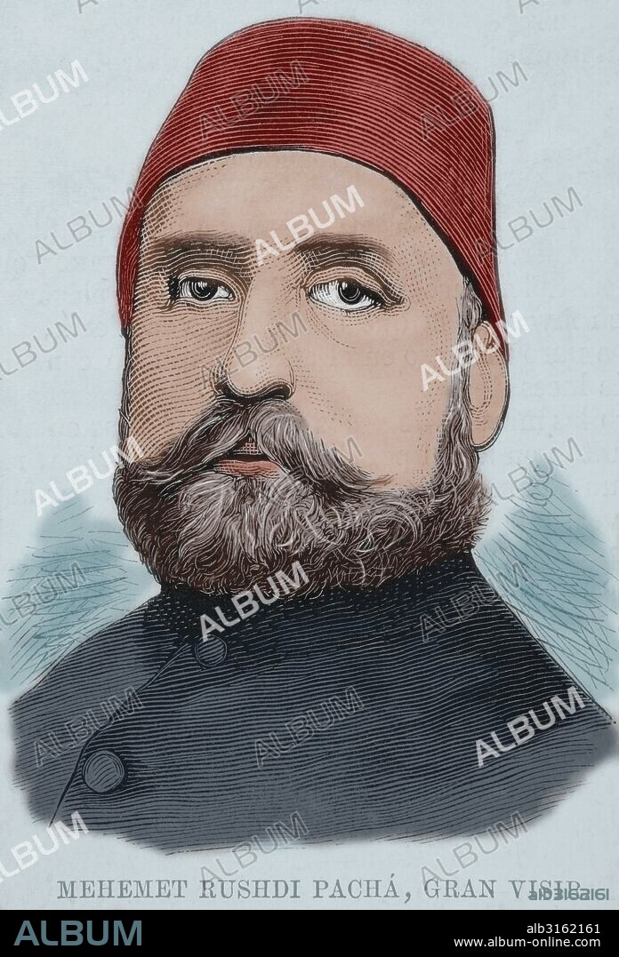 Mehmed Pasha Rushdi (1811-1876) Estadista otomano. Sirvió como gran visir del Imperio Otomano. Grabado del siglo XIX. Coloreado.
