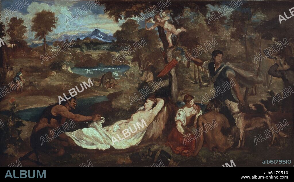 EDUARD MANET (1832-1883). LA VENUS DEL PARDO O JUPITER Y ANTIOPE (SIGUIENDO A TIZIANO) - 1854 - O/L - 47x85.