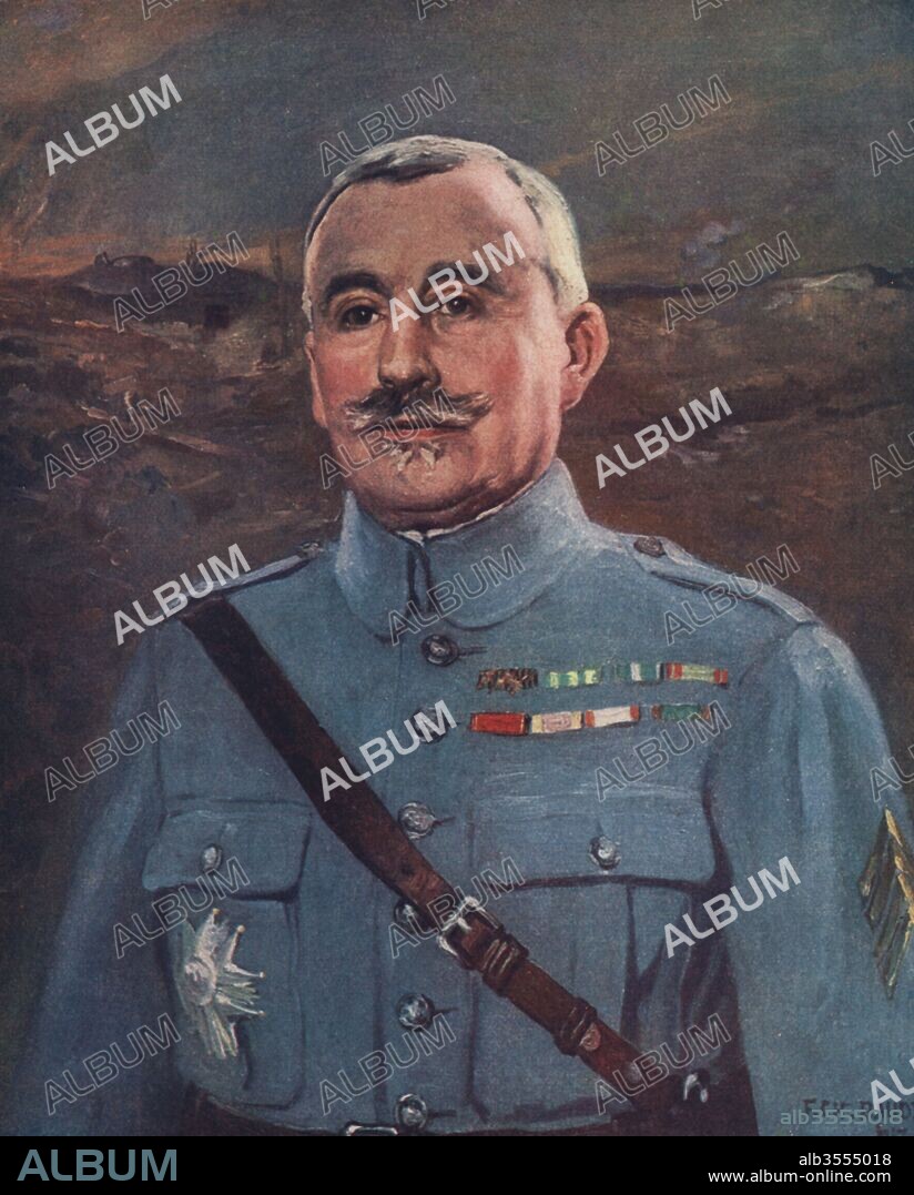 Primera guerra mundial (1914-1918). Nivelle, Robert George (1856-1924), destacado general francés. Grabado de 1916.