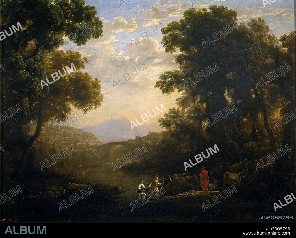 CLAUDE LORRAIN. Claudio de Lorena / 'Fording a River', ca.  1636, French School, Oil on canvas, 98 cm x 131 cm, P02261.