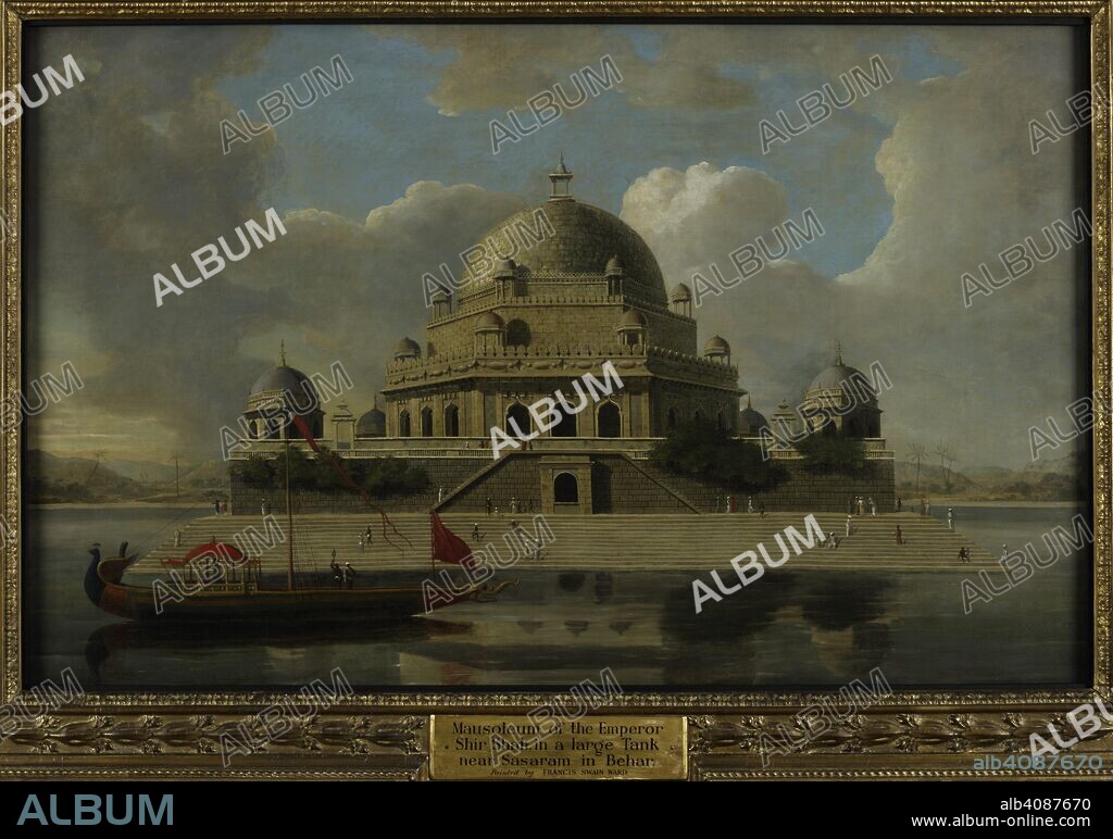 FRANCIS SWAIN WARD. Mausoleum of Sher Shah, Sasaram, Bihar. The mausoleum stands in a tank with a peacock boat in the foreground. 1772 - 1773. Oil painting. 32 by 51 ins (81 by 130 cms). Source: Foster 25. Language: English.