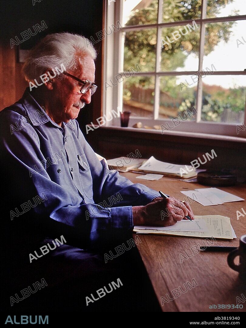 The developmental psychologist and psychoanalyst Erik Erikson (1902 - 1994) in Tiburon, California in 1973. Erikson is known for his theory of personality, which added three further stages of development to Freud's five; and for coining the phrase "identity crisis.".