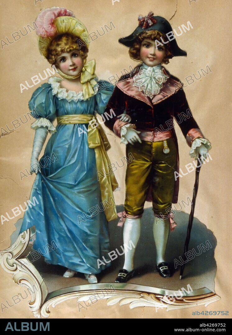 Illustration depicting characters from Mignon, an opera comique by Ambroise Thomas. The original French libretto was by Jules Barbier and Michel Carre, based on Goethe's novel Wilhelm Meisters Lehrjahre. 1866.