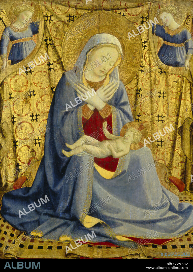 FRA ANGELICO. The Madonna of Humility. Dated: c. 1430. Dimensions: painted surface: 60.7 x 45.2 cm (23 7/8 x 17 13/16 in.)  support: 62.8 x 47.2 cm (24 3/4 x 18 9/16 in.). Medium: tempera on panel.