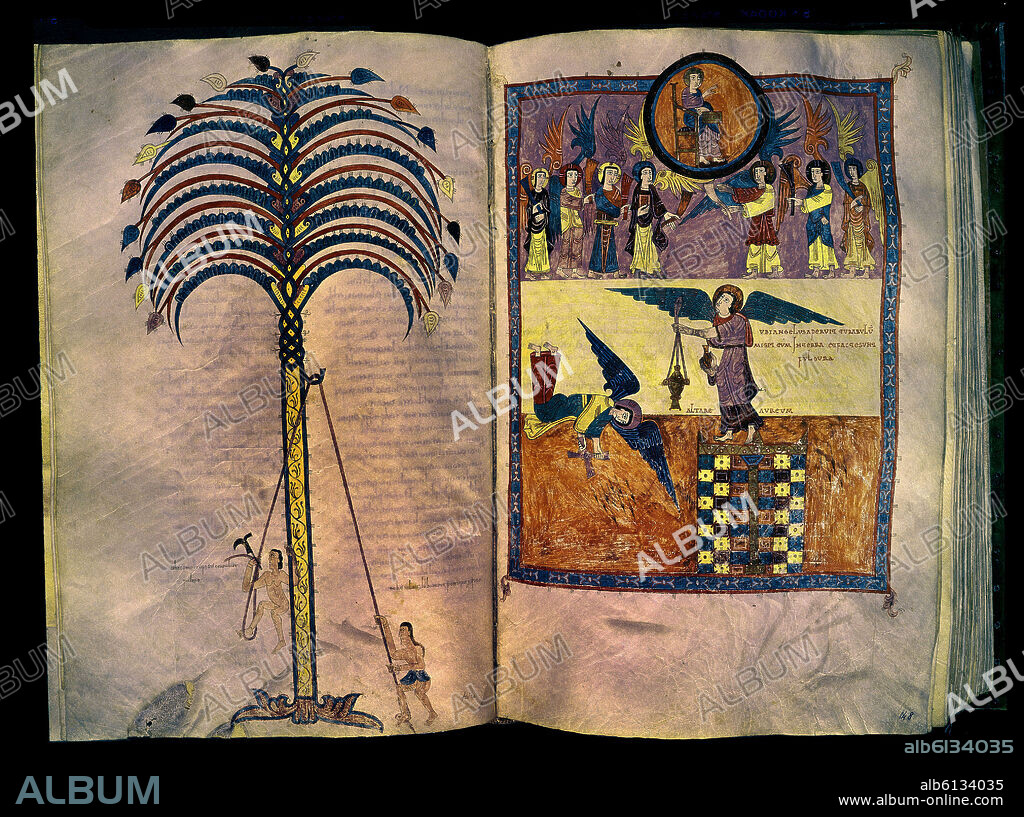 BEATUS OF LIÉBANA. BEATO DE SAN SALVADOR DE TABARA, 975- COMENTARIOS AL  APOCALIPSIS, EL SILENCIO DEL ULTIMO SELLO, MONASTERIO DE TAVARA(ZAMORA)F147Vº/148.