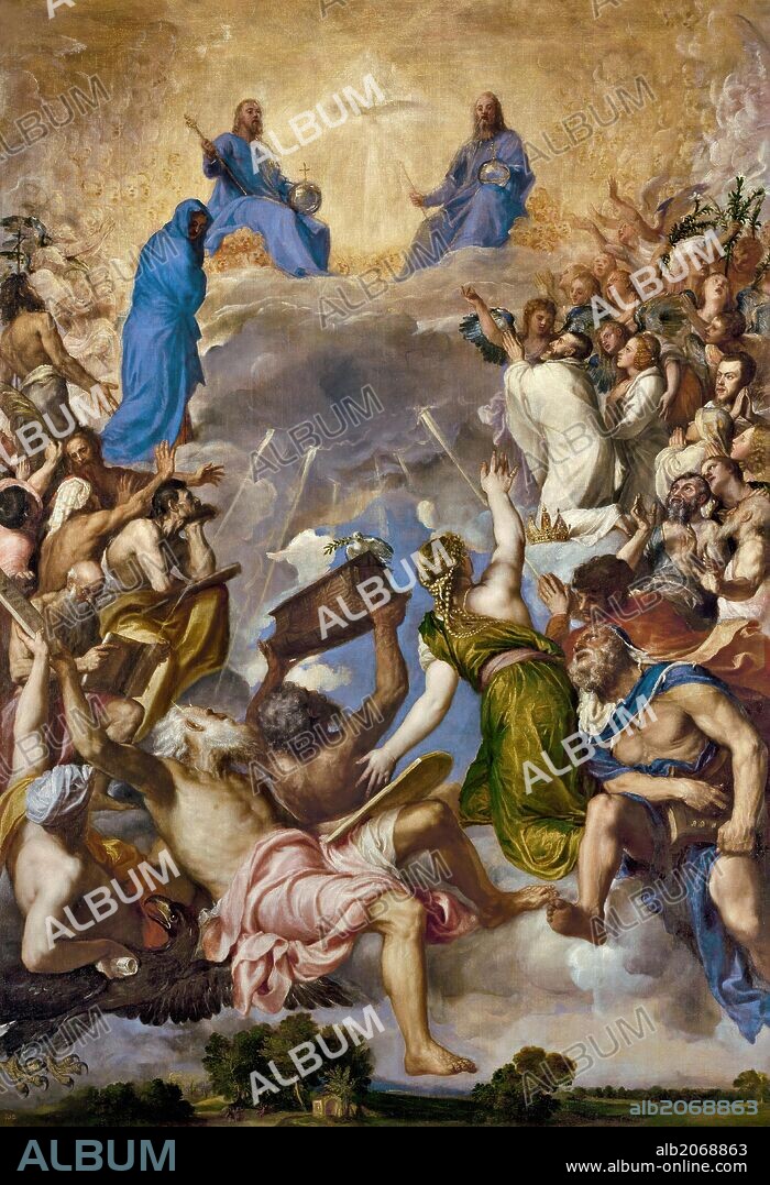 Vecellio di Gregorio Tiziano / 'La Gloria', 1551-1554, Escuela Italiana, Óleo sobre Lienzo, 346 cm x 240 cm, P00432.