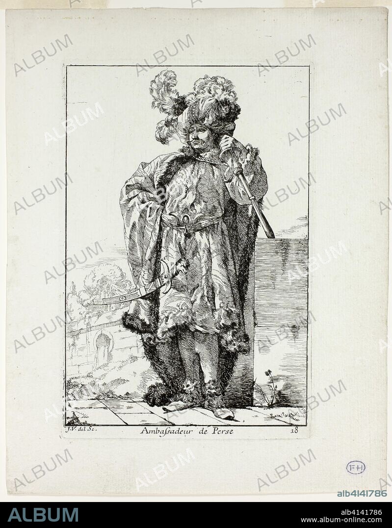 JOSEPH MARIE VIEN I. Ambassadeur de la Perse, plate eighteen from Caravanne du Sultan à la Mecque. Joseph Marie Vien; French, 1716-1809. Date: 1748. Dimensions: 195 × 131 mm (image); 204 × 135 mm (plate); 262 × 206 mm (sheet). Etching on ivory laid paper. Origin: France.