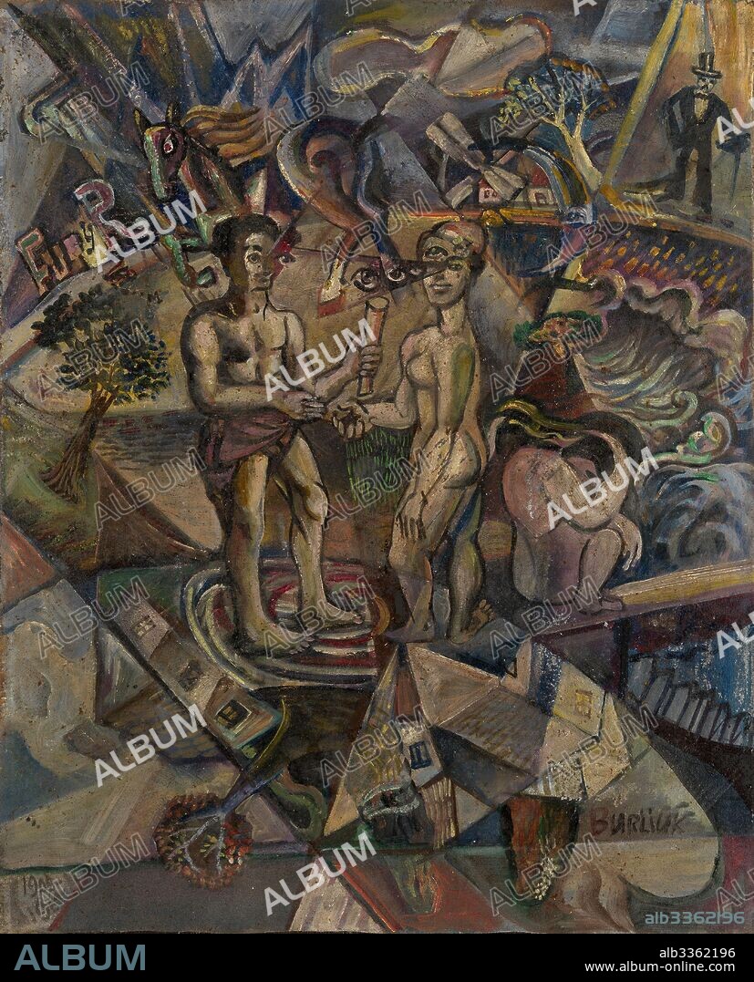 DAVID DAVIDOVICH BURLIUK. Cubofuturist Composition.