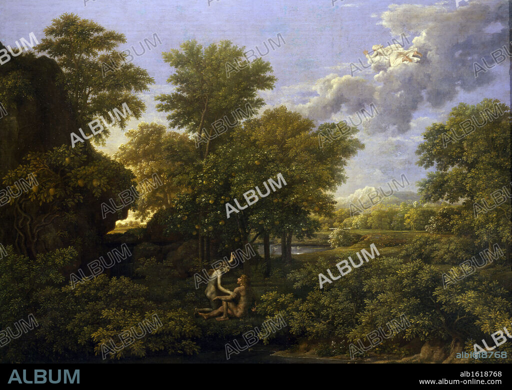 Spring,  or the Earthly Paradise by Nicolas Poussin,  c. 1660-1664,  (1594-1665) Paris,  Musee du Louvre.
