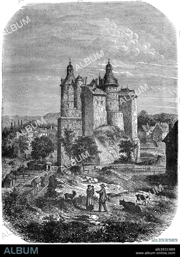 Chateau de Montbeliard (Castle of Montbeliard), France, 1882-1884. From 1397 until the French Revolution, the castle belonged to the Dukes of Wurttemberg. From 1524 under the rule of the Dukes of Wurttemberg, Montbeliard was a Protestant enclave. A print from La France et les Français à Travers les Siècles, Volume II, F Roy editor, A Challamel, Saint-Antoine, 1882-1884.
