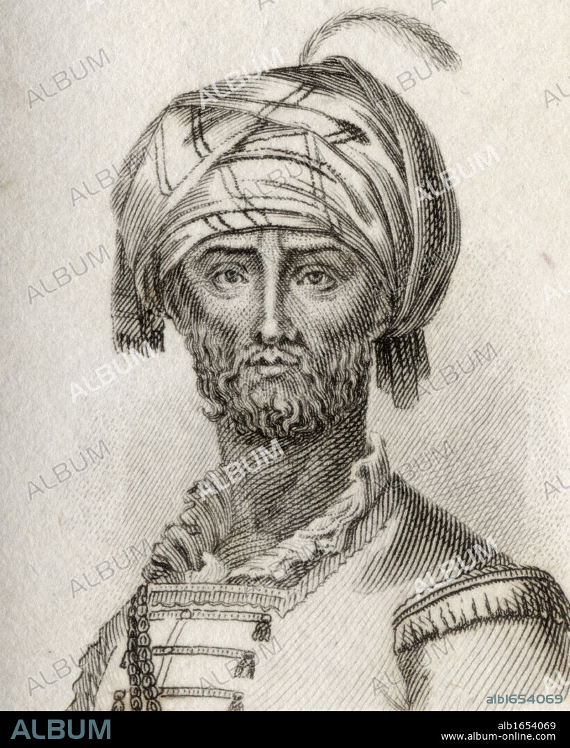 Hyder-Ali or Haidar Ali 1722-1782. Indian general and Sultan of Mysore. Engraved by J.W.Cook.
