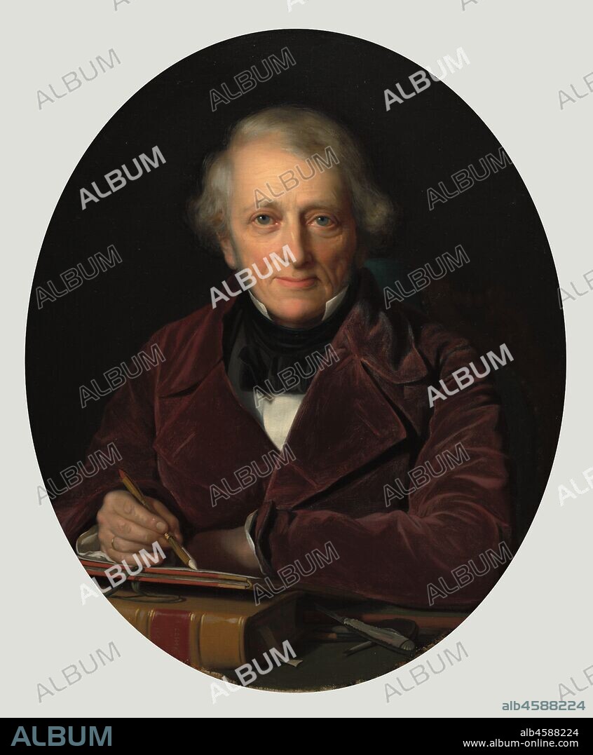 Leo Lehmann, 1851. This portrait portrays the artist's father, himself a painter and printmaker who gave his son his earliest artistic training. Fittingly, Lehmann depicted his father at work, surrounded by the tools of his trade. Resting his arms upon a sheet of paper supported by a book and a portfolio, Leo Lehmann holds a portecrayon, a pen-like holder for the 19th-century equivalent of modern wax crayons. His intense gaze and his poised drawing implement suggest that he may be recording the likeness of his son, who at the same time paints his father's portrait. Lehmann was a successful portrait painter, especially among the English aristocracy, during the latter half of the 19th century. His popularity resulted not only from his remarkable ability to reproduce the appearance of surfaces-like his father's velvet coat-but also his capacity to capture the psychological presence of his sitters.