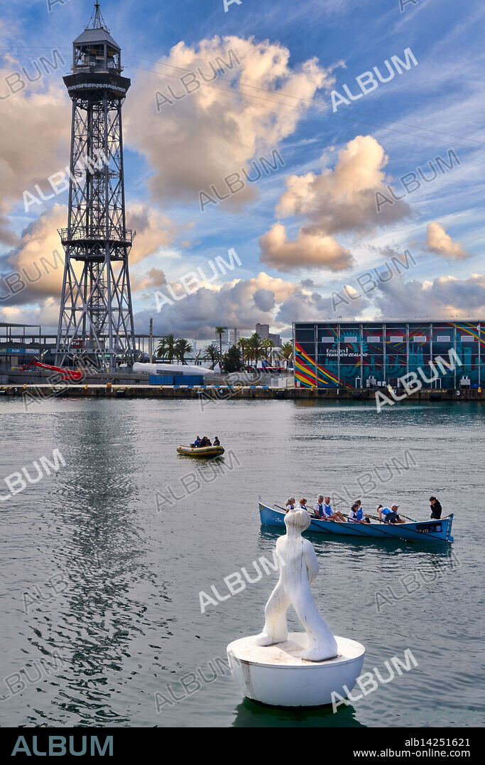 Miraestels, Robert Llimós, Rambla de Mar, Port Vell, Torre de Jaume I, Aeri del Port, Barcelona, Catalonia, Spain, Europe.