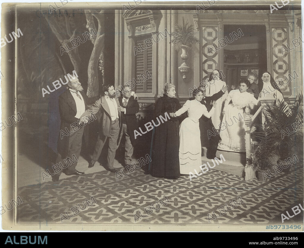 Madrid, 01/30/1901. Theatrical representation of Electra, work by Benito Pérez Galdós. In image, the fourth act.