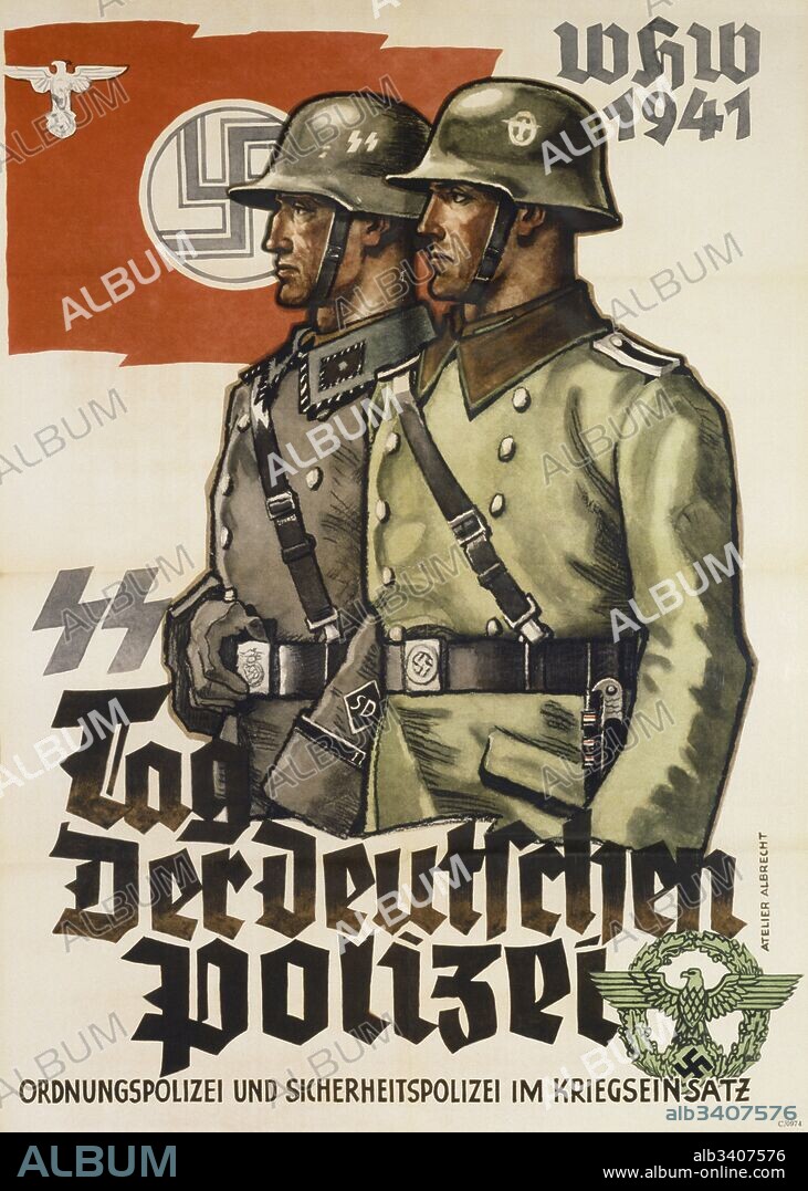 German world war two propaganda poster 1941."Tag der Deutschen Polizei"..