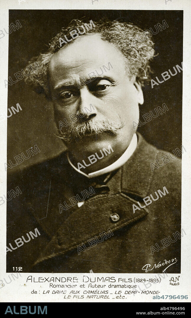 Portrait d'Alexandre DUMAS Fils (1824-1895). Photographie par Paul Nadar pour une carte postale vers 1910. Credit : Collection IM/KHARBINE-TAPABOR.