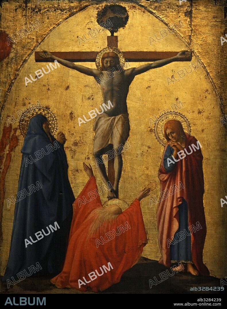 Masaccio, Tommaso di Giovanni di Mone Cassai, llamado (1401-1428). Pintor toscano. Crucifixión, 1426. Témpera y oro sobre tabla. Museo de Capodimonte. Nápoles. Italia.