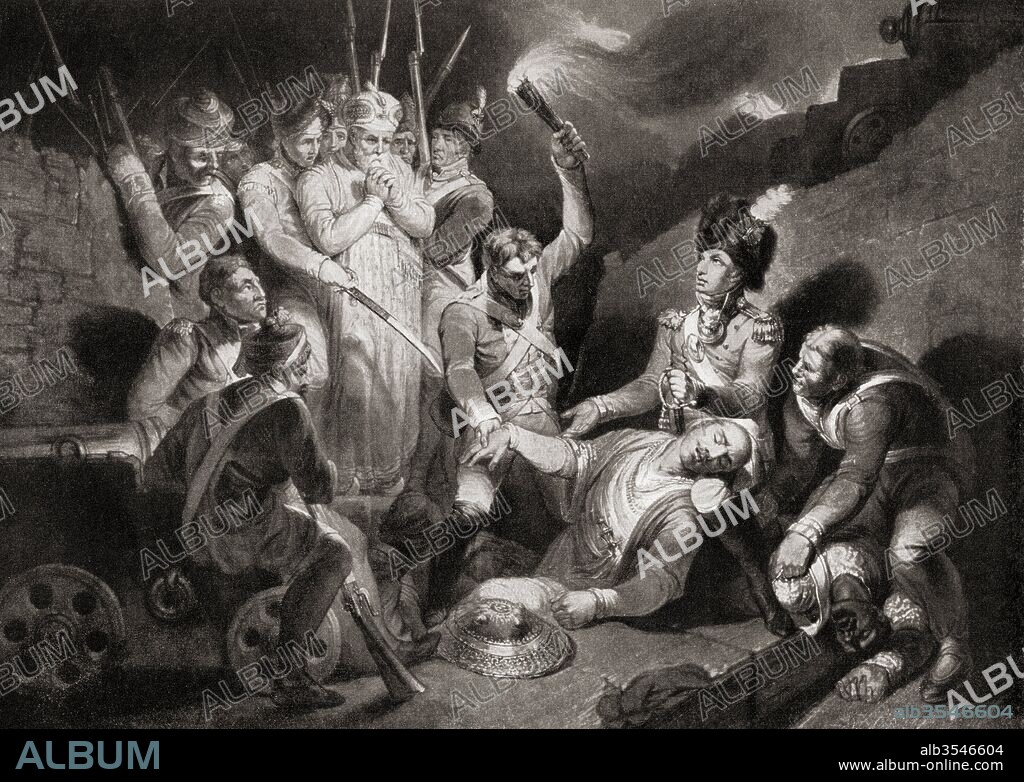 Discovery of the body of Tipu Sahib at Seringapatam, 1799. Tipu Sultan, 1750 – 1799. Sultan Fateh Ali Khan Shahab aka the Tiger of Mysore, and Tipu Sahib. Ruler of the Kingdom of Mysore, India. From Hutchinson's History of the Nations, published 1915.