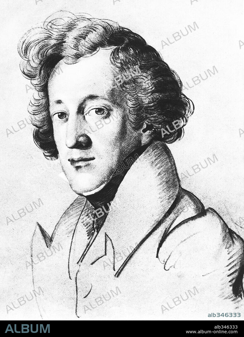 Felix Mendelssohn (1809-1847), portrait by Johann Joseph Schmeller.