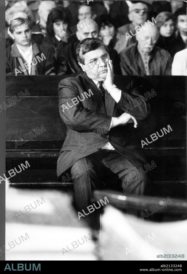 Miroslav Stepan, Former Member Of The Party'S Presidium And Leading Secretary Of The Prague City Committee Of The Party Was Given A Four-Year Sentence On July 9, 1990 For Abuse Of Power Of A Public Official. He Is On The Opening Day Of The Court Of Appeal Proceeding In Prague On Sep. 25, 1990. (Photo by: Sovfoto/UIG via Getty Images).
