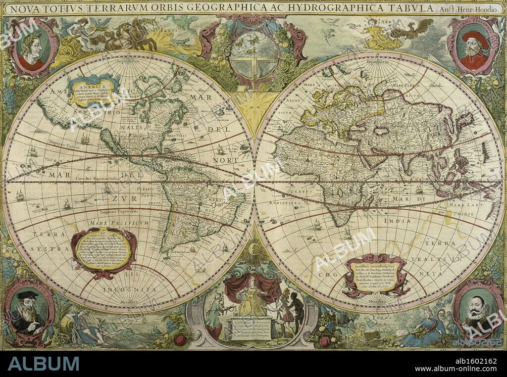 Map Of The World  1641  Hendrik Hondius (Dutch)  Newberry Library, Chicago.