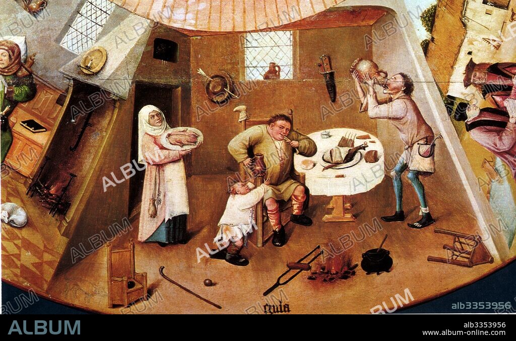 HIERONYMUS BOSCH. The Seven Deadly Sins and the Four Last Things. Detail: Gluttony.