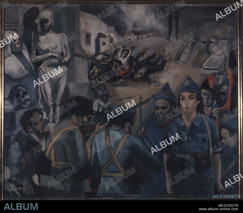 LAGAR, CELSO  PINTOR ESPAÑOL. CIUDAD RODRIGO 1891-1966  " ESPAÑA, GUERRA CIVIL", OLEO SOBRE LIENZO  ATENCION: AUTOR CONTEMPORANEO SUJETO A COPYRIGHT ©. EL CLIENTE FINAL ES RESPONSABLE DE LA GESTION DE LOS DERECHOS DE AUTOR CON LAS SOCIEDADES EXISTENTES DE GESTION DE DERECHOS O DIRECTAMENTE CON LOS ORGANISMOS TITULARES DE LOS MISMOS.