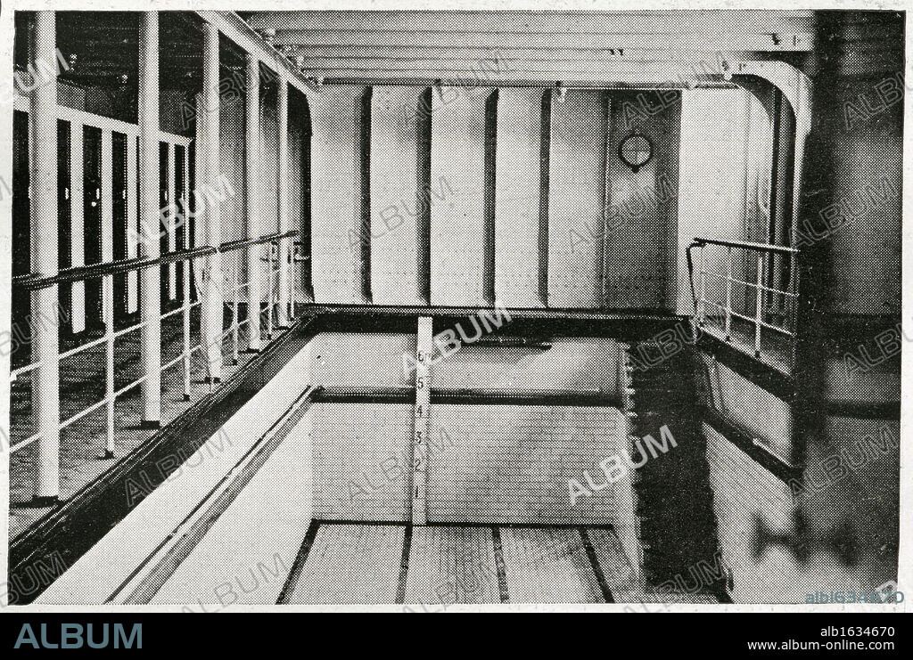 Swimming Pool, Titanic. A photograph of the Swimming Bath on Titanic, the biggest of its kind on any vessel. Titanic was built by Harland & Wolff in Belfast Ireland during 1910 - 1911, and sank on 15th April, 1912, after striking an iceberg off the coast of New Foundland during her maiden voyage from Southampton, England to New York, USA, with the loss of 1,522 passengers and crew. (Photo by Titanic Images/Universal Images Group).