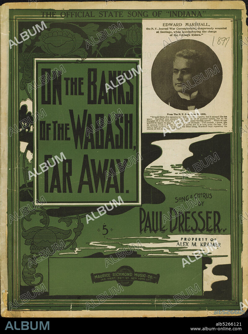 On the banks of the Wabash, far away : song and chorus, still image, sheet music, 1897, Davies, Syd.