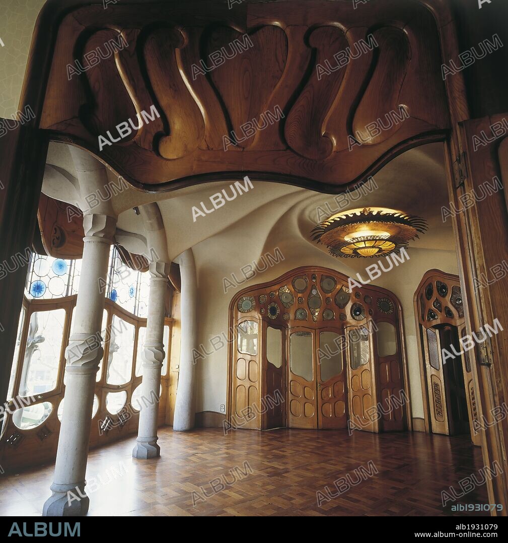 ANTONI GAUDÍ. Interior of Casa Batllo by Antoni Gaudi. Modernism. Barcelona.