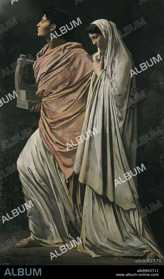 ANSELM FRIEDRICH FEUERBACH. Orpheus and Eurydice, 1868-1869. The mythical singer Orpheus leaves Hades, followed by his wife Eurydice. He had descended to the underworld to fetch her.