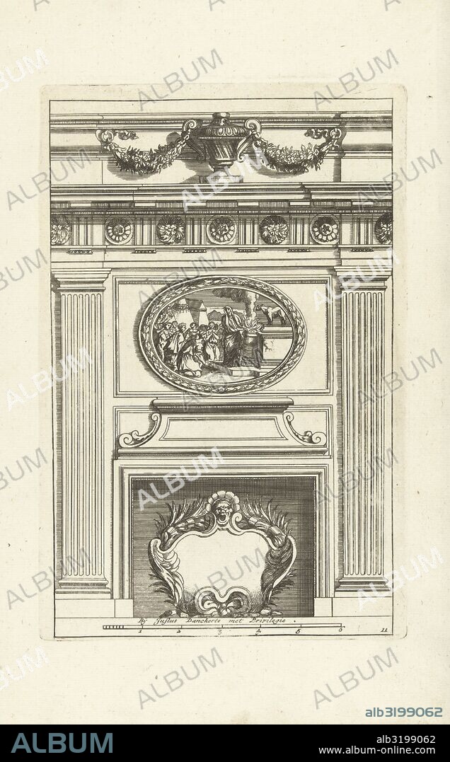 Two Tuscan pilasters, interior, decoration, design, ornament, ornamental, architecture, Jean Lepautre, Justus Danckerts, c. 1675 - c. 1686.