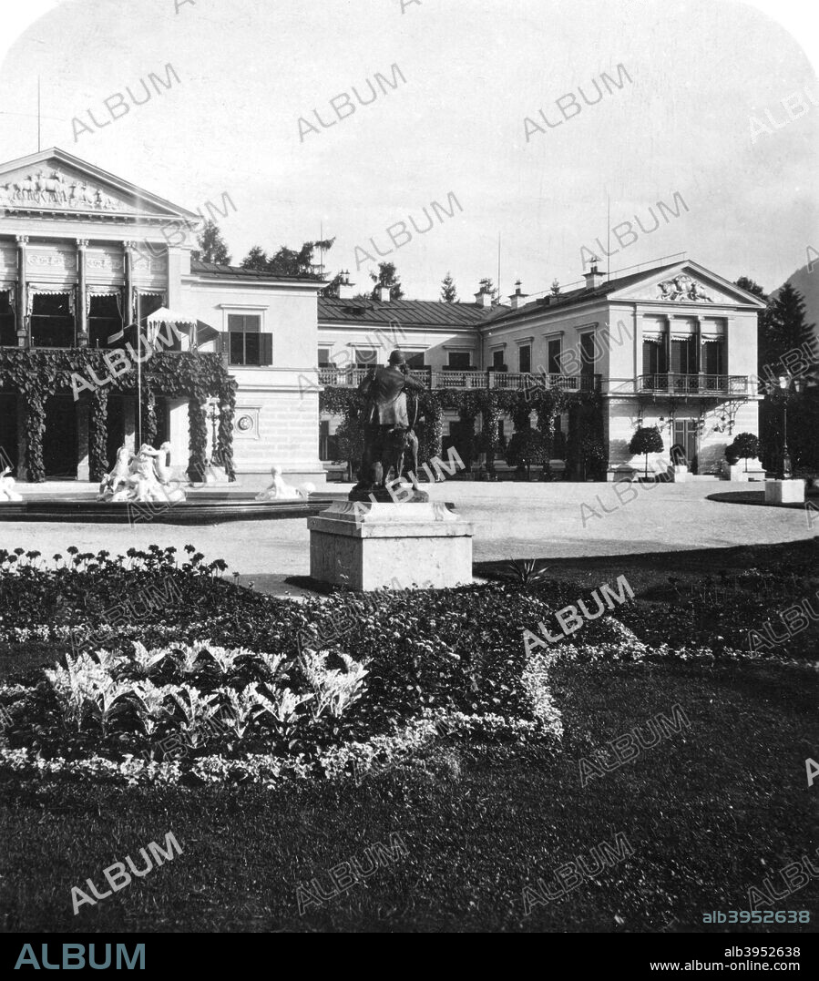 The Kaiservilla, Bad Ischl, Salzkammergut, Austria, c1900s. During the time of the Austro-Hungarian Empire, the Kaiservilla was the summer residence of Emperor Franz Joseph. Stereoscopic card. Detail.